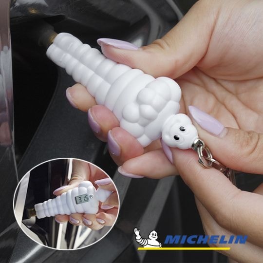 【MICHELIN正規品】 ビバンダム タイヤ空気圧計 測定機 タイヤエアゲージ エアチェッカー LCDディスプレイ デジタル表示 PSI表記 自動電源ON/OFF キーホルダー キーリング 人形 マスコット ミシュラン ムッシュビバンダム ミシュランマン ビブ Bibendum Bib MichelinMan