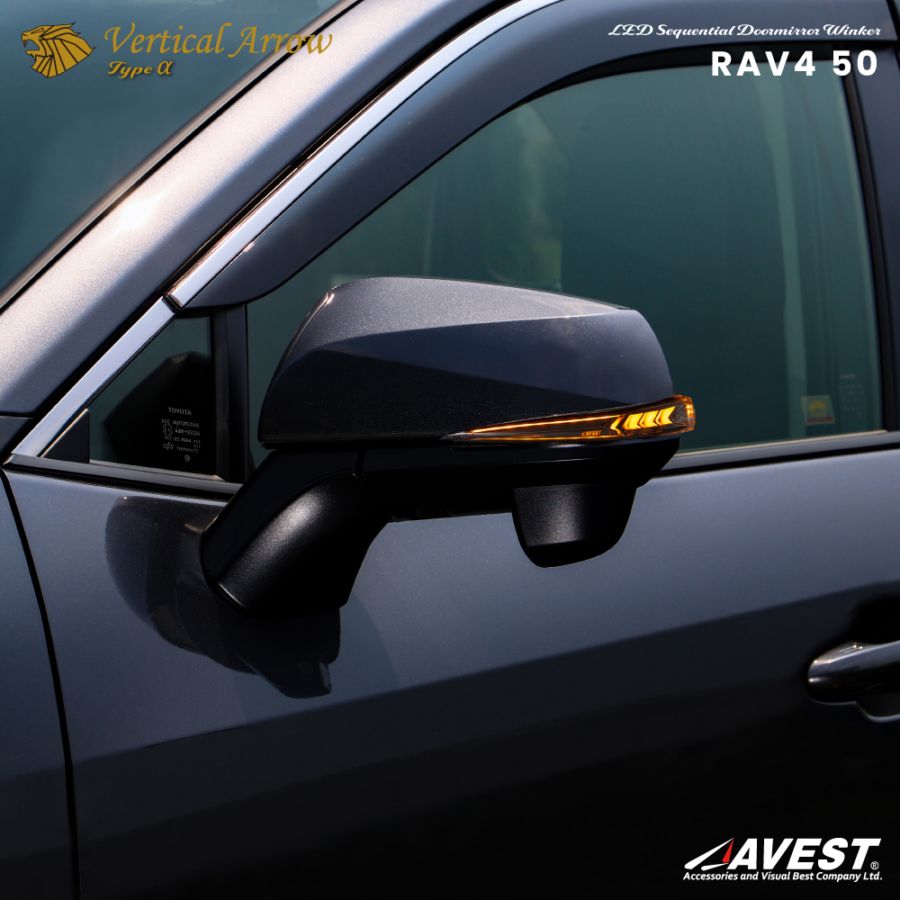 Vertical Arrow Typeα] RAV4 50系 流れるドアミラー専用 レンズ 単体