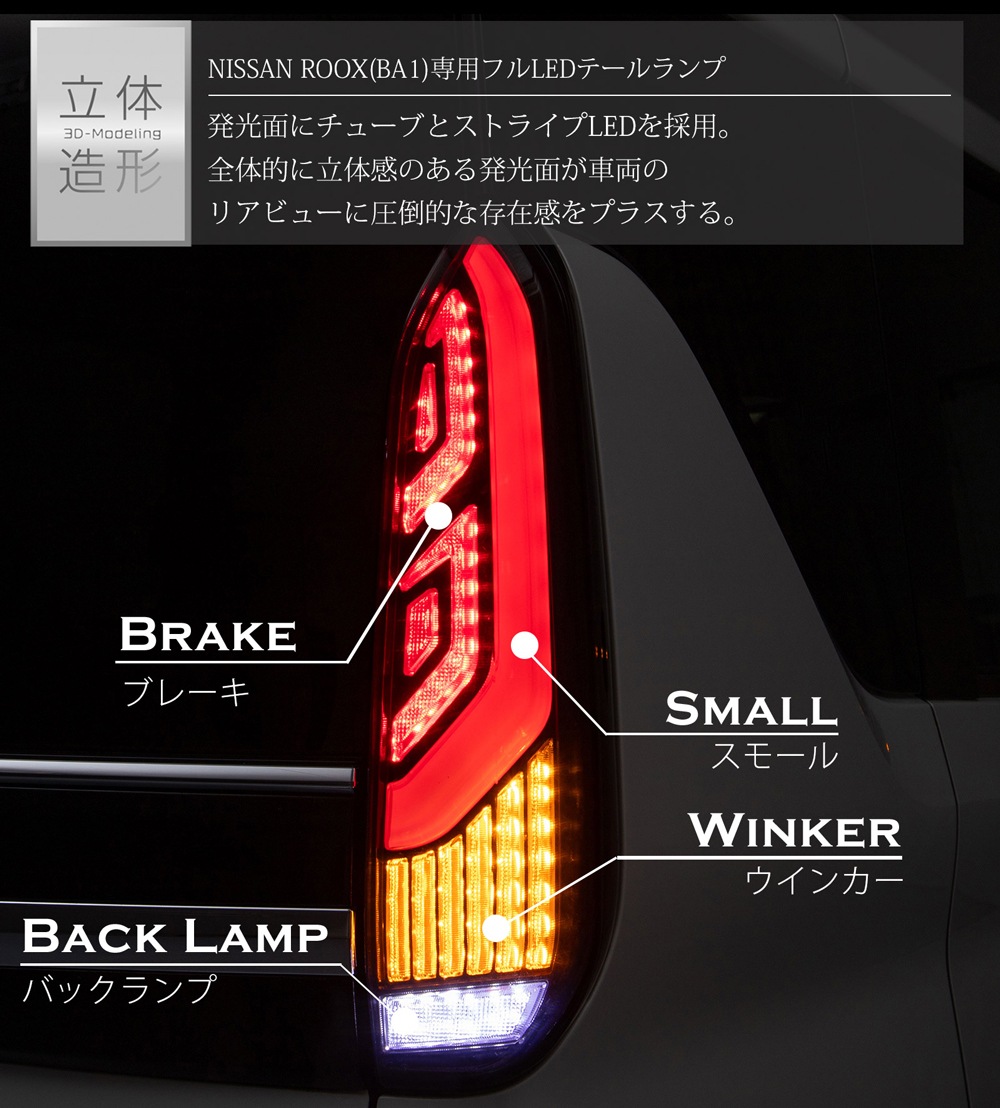 �롼���� �ե�LED �ơ������ ���ꥢ ���⡼�� �ơ���饤�� NISSAN ROOX BA1 B4�� 40�� E�ޡ������� �ݰ´��Ŭ�� 1ǯ�ݾ�