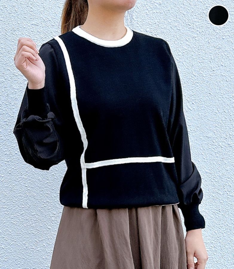 配色ラインニットトップス