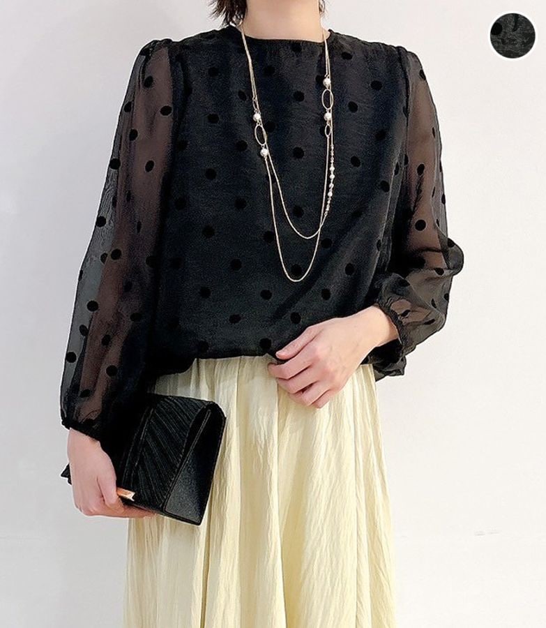 フロッキードット シアーブラウス