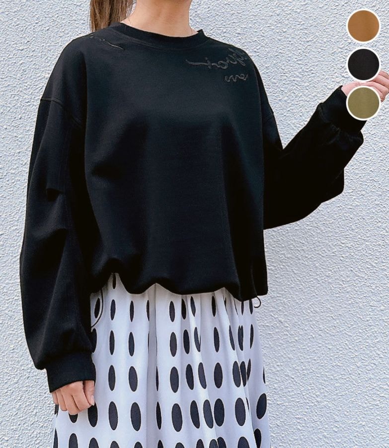 肩刺繍ロゴプルオーバー