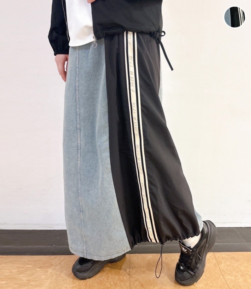 サイドロゴ切替デニムスカート