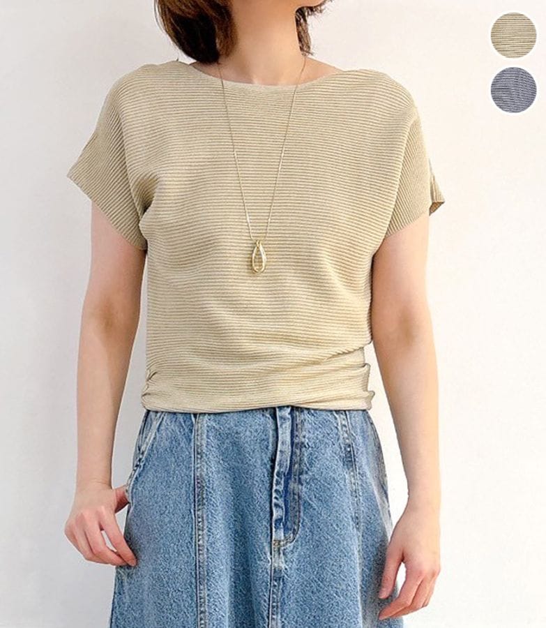 サイドボタンデザインリブニット