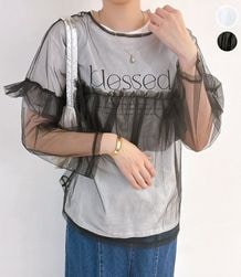 フリルチュールトップス|Tシャツ・カットソー|トップス