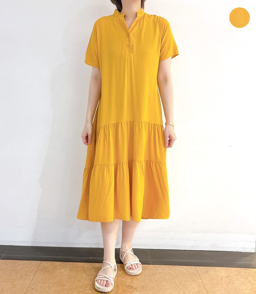 キーネックティアードワンピース