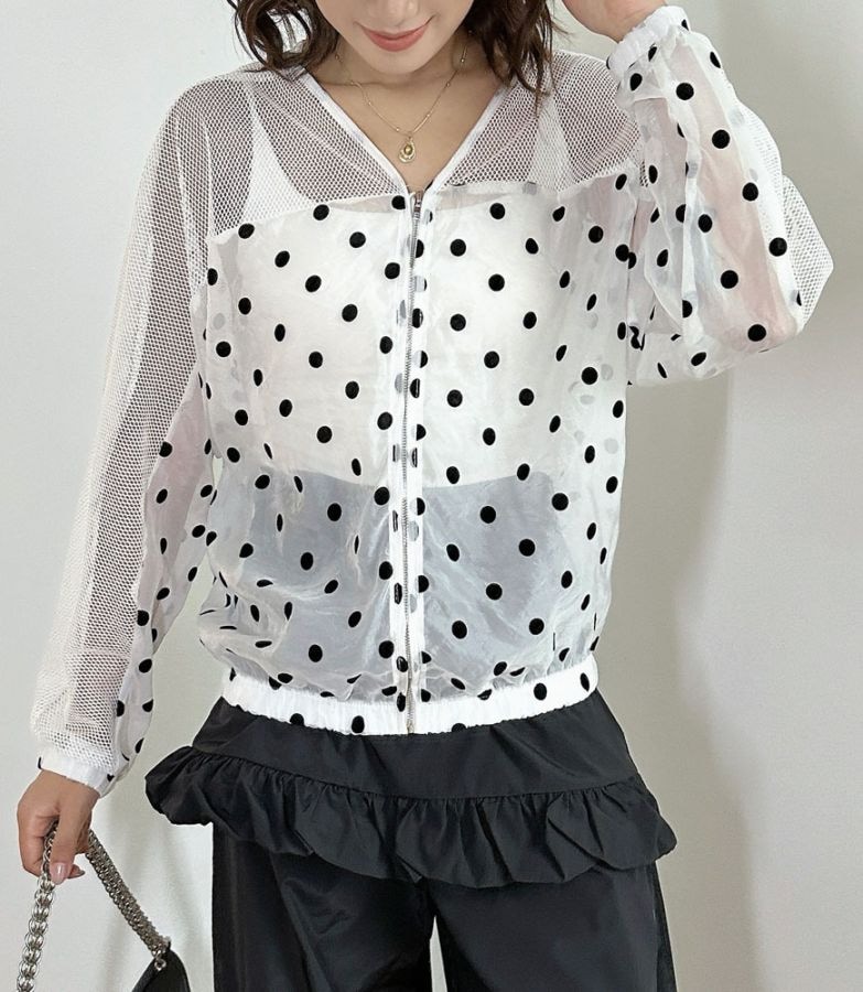 メッシュ切替シアードットブルゾン