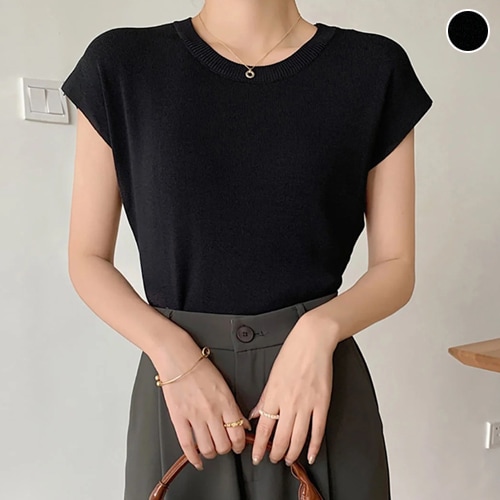 フレンチ袖サマーニットトップス