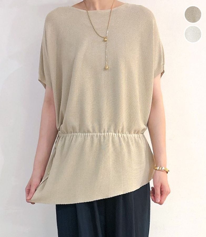 ウエスト絞りドルマンニット