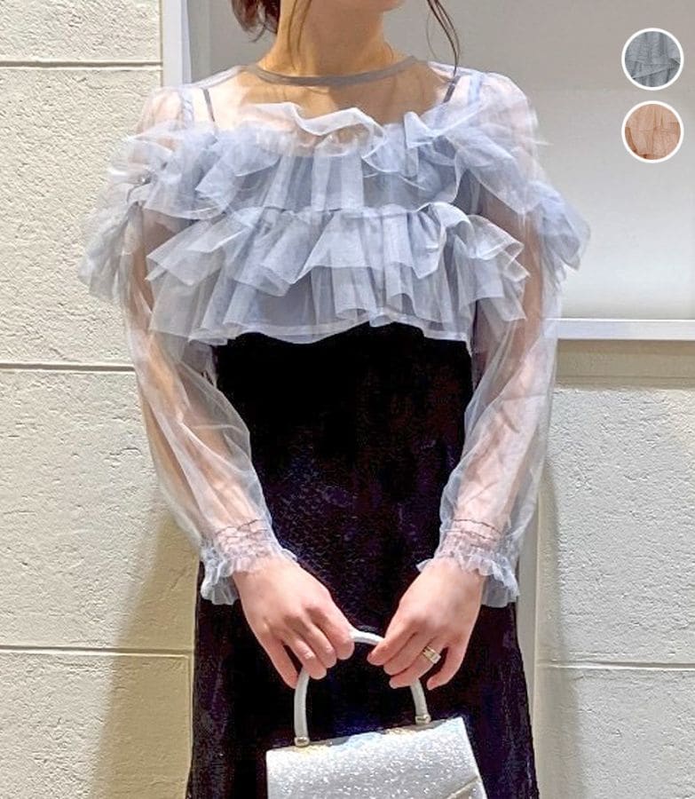 フリルチュールトップス