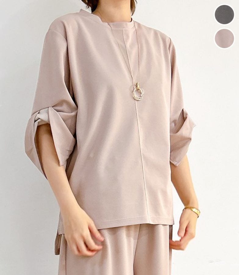 袖タックトップス