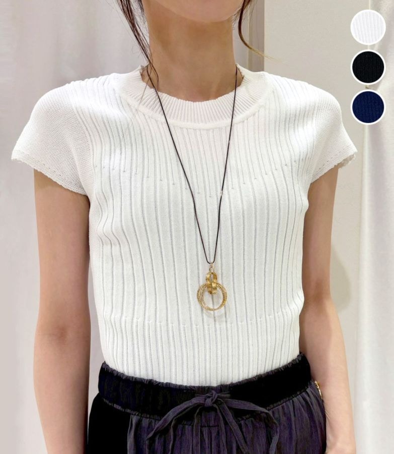 フレンチリブニットトップス
