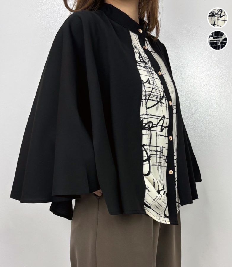 ペンシル柄ケープブラウス