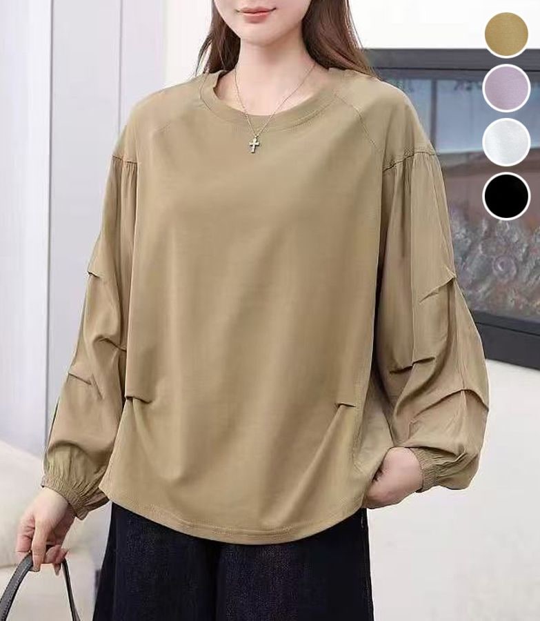 タック袖切替トップス