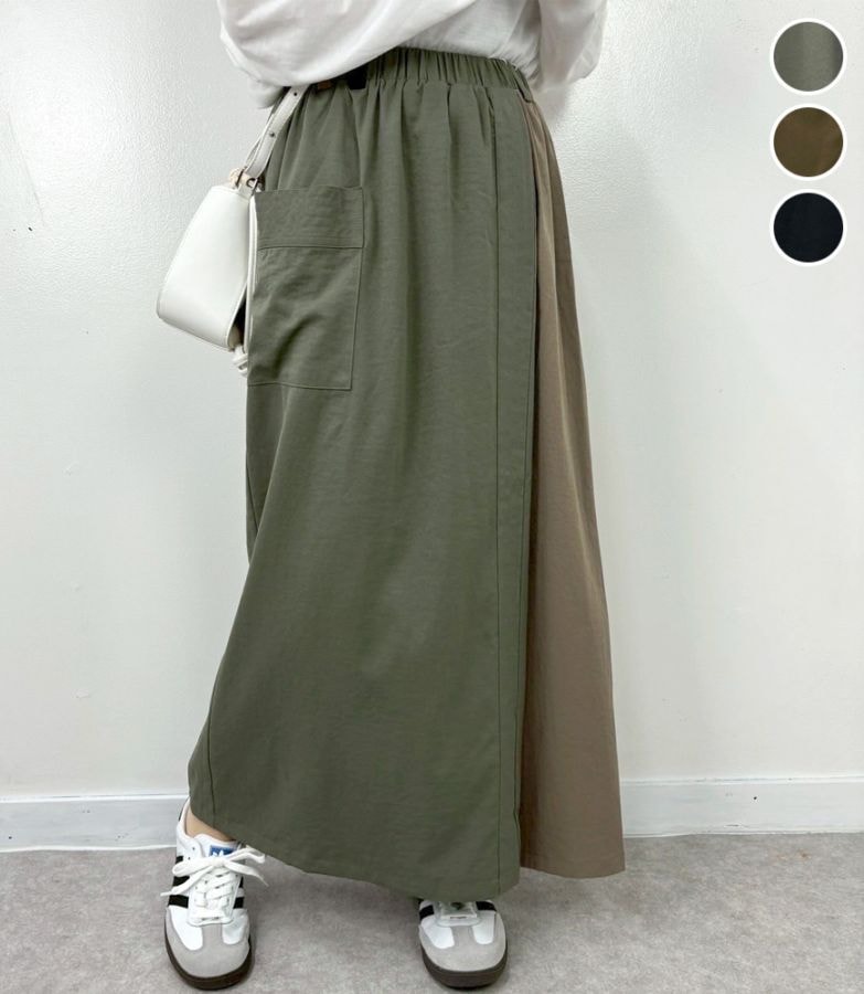 配色スカートパンツ