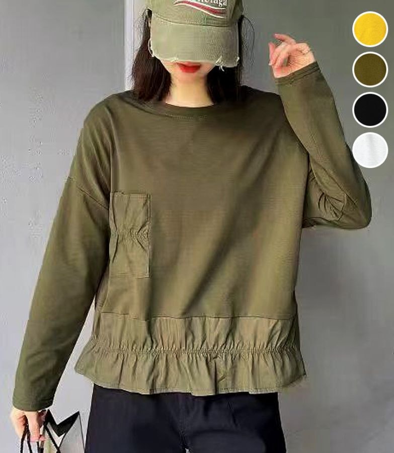 裾シャーリングカットソー