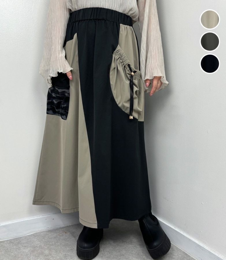 迷彩メッシュパネルスカート