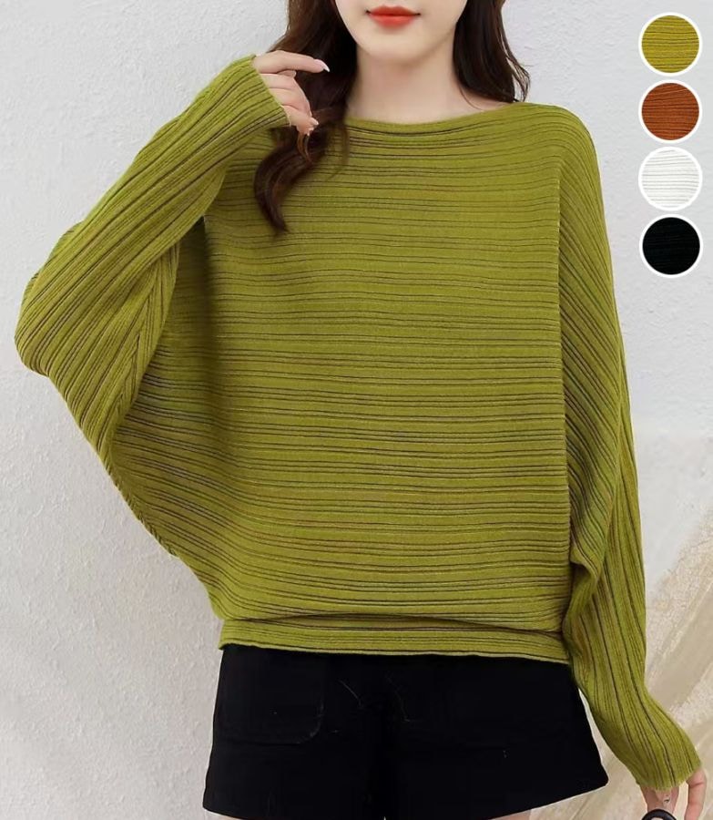 ドルマン袖リブニット