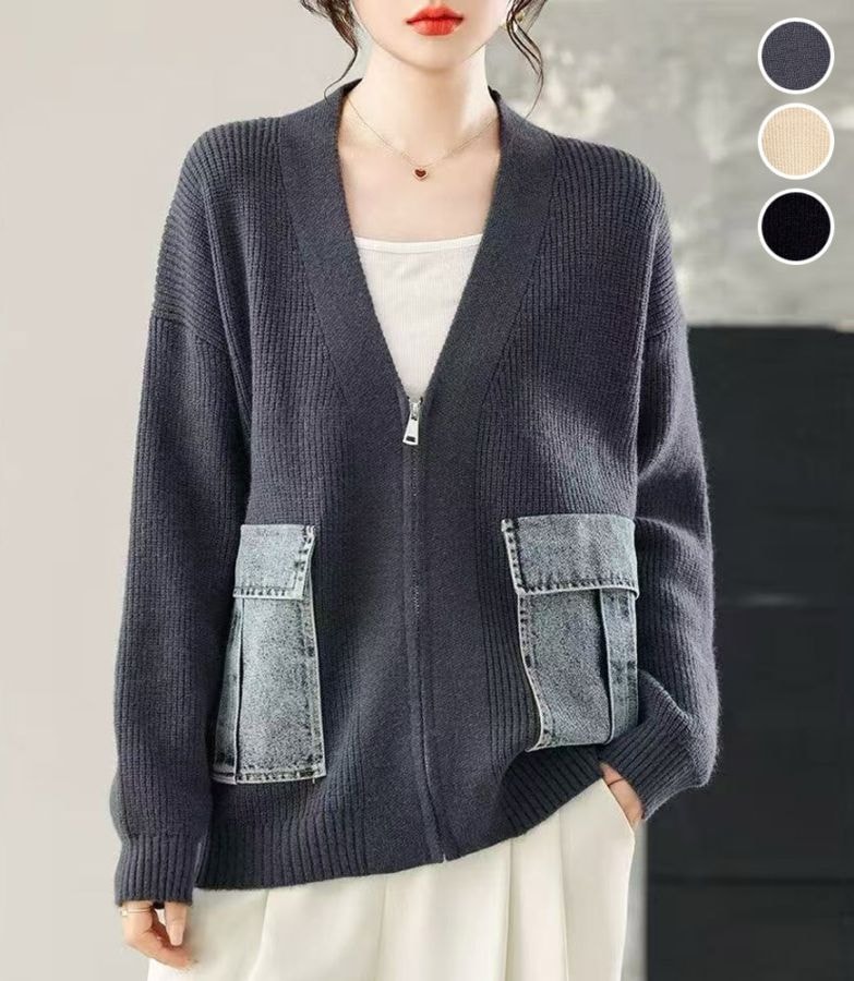 【11/11頃入荷予定】デニムポケットニットカーデ