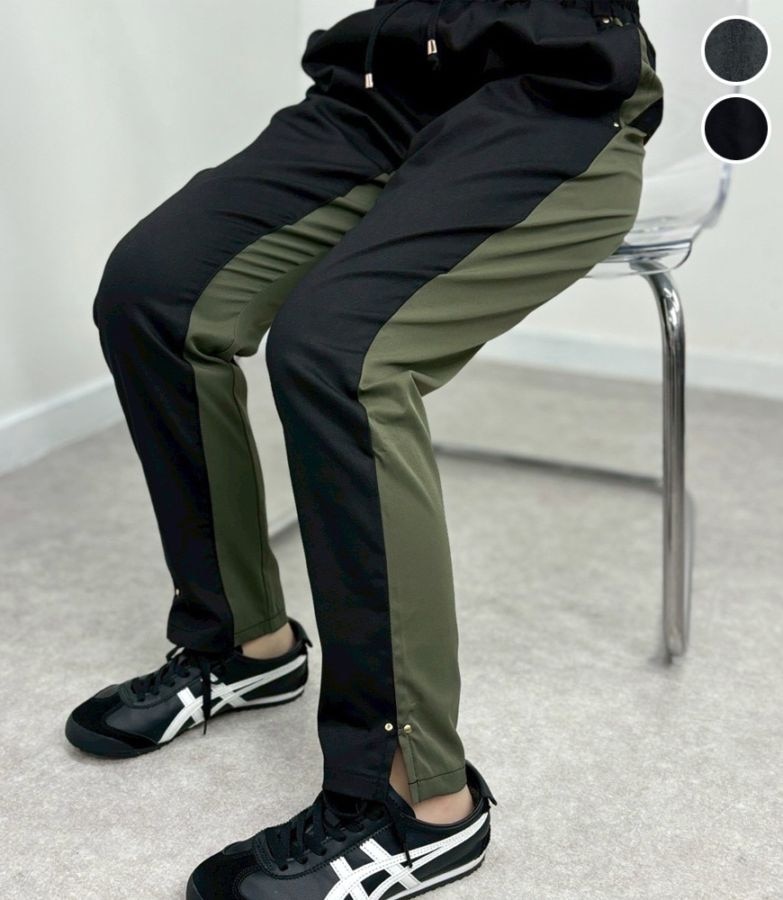 異素材切替スリットパンツ