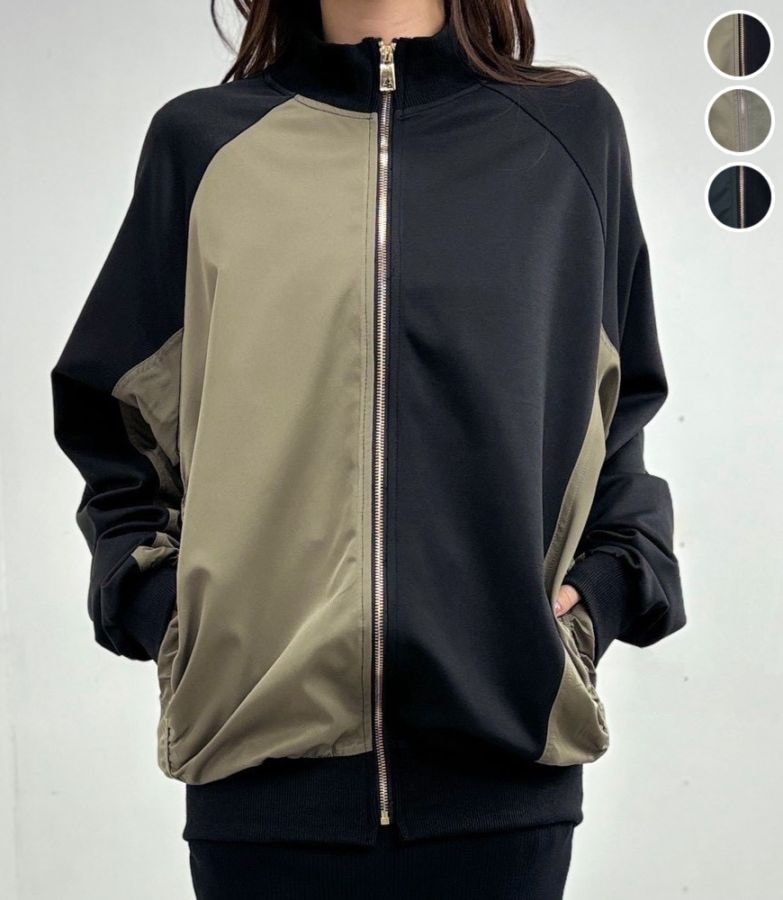 異素材切替ギャザーブルゾン