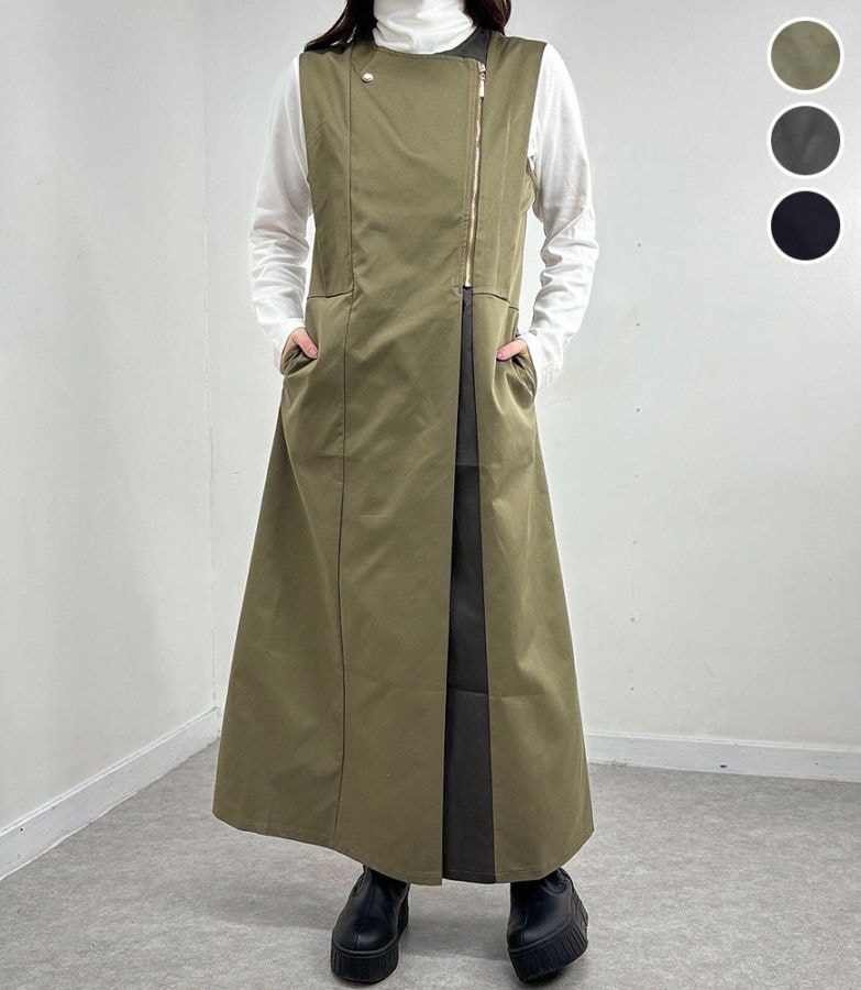 配色ライダースワンピース