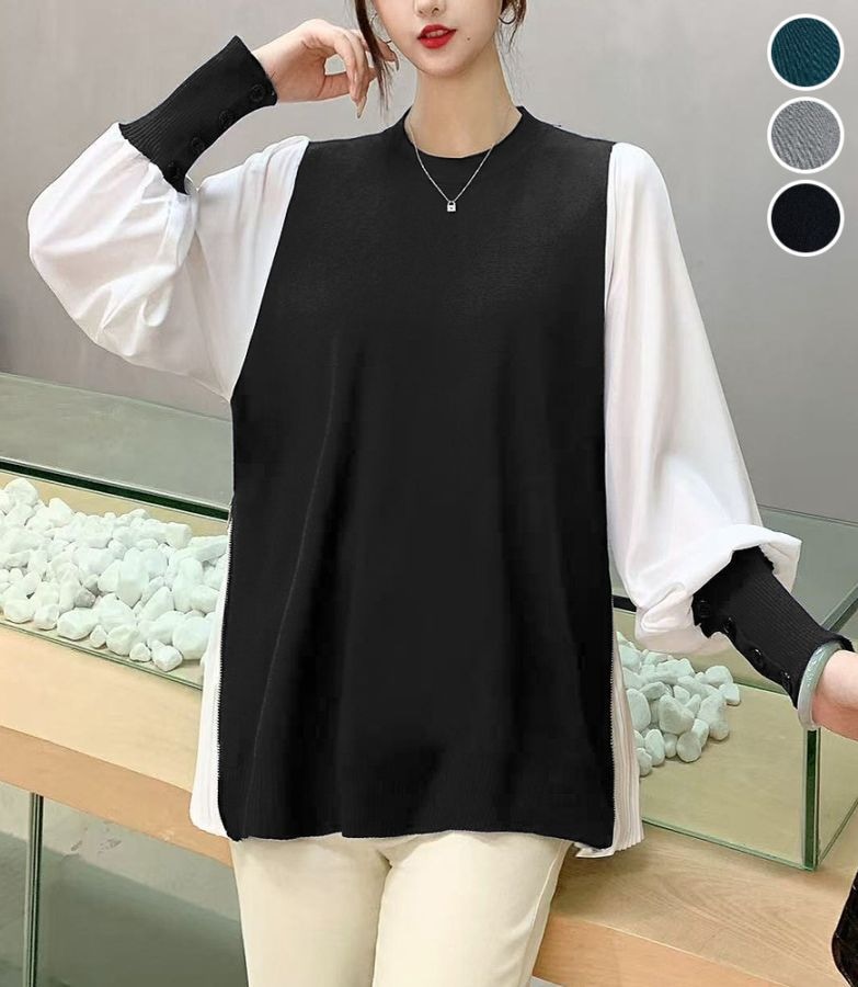 【オンライン先行販売】サイドZIPプリーツニットトップス