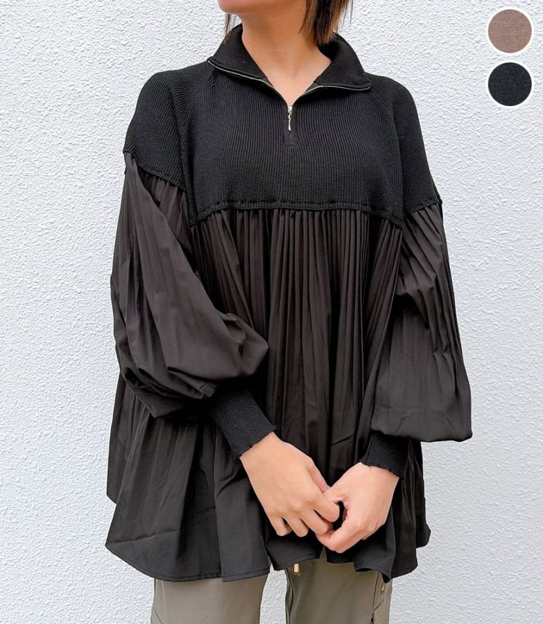 プリーツドッキングニット