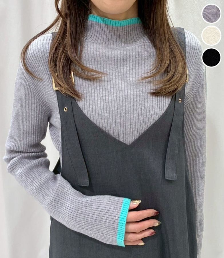 配色ラインリブニット