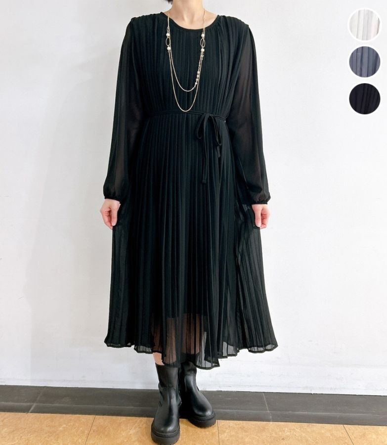 シフォンプリーツワンピース
