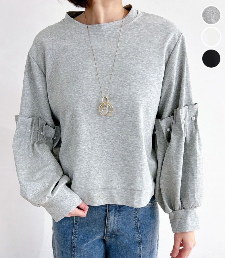 ギャザースリーブパールプルオーバー