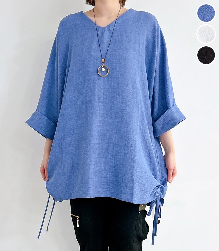 Vネックシャーリングチュニック