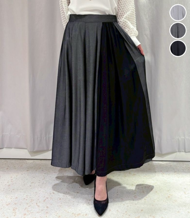 テンセル風スリット配色パンツ