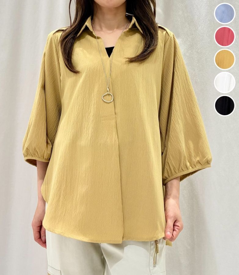 楊柳スキッパーシャツ