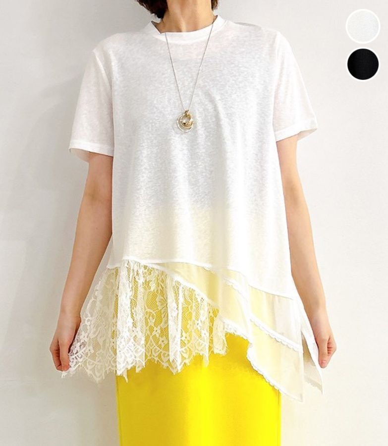 裾レース切替チュニック