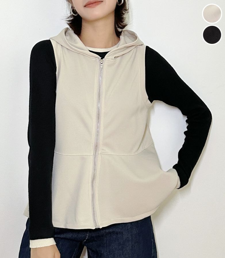 フーディーZIPAUPフレアベスト