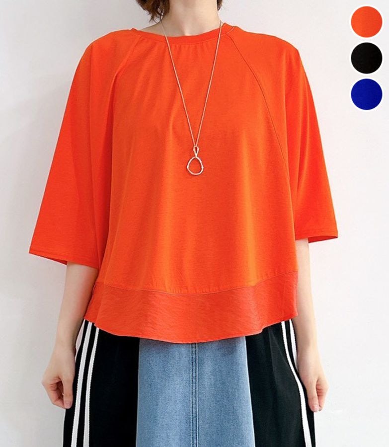 裾メッシュシフォンプルオーバー