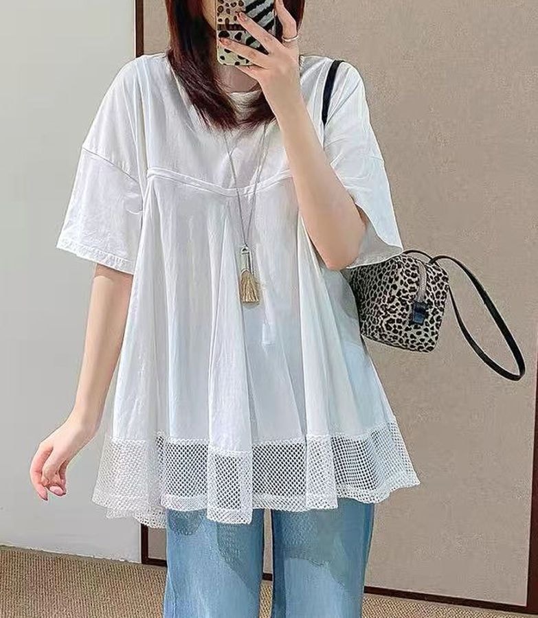 裾メッシュ切替Tシャツ