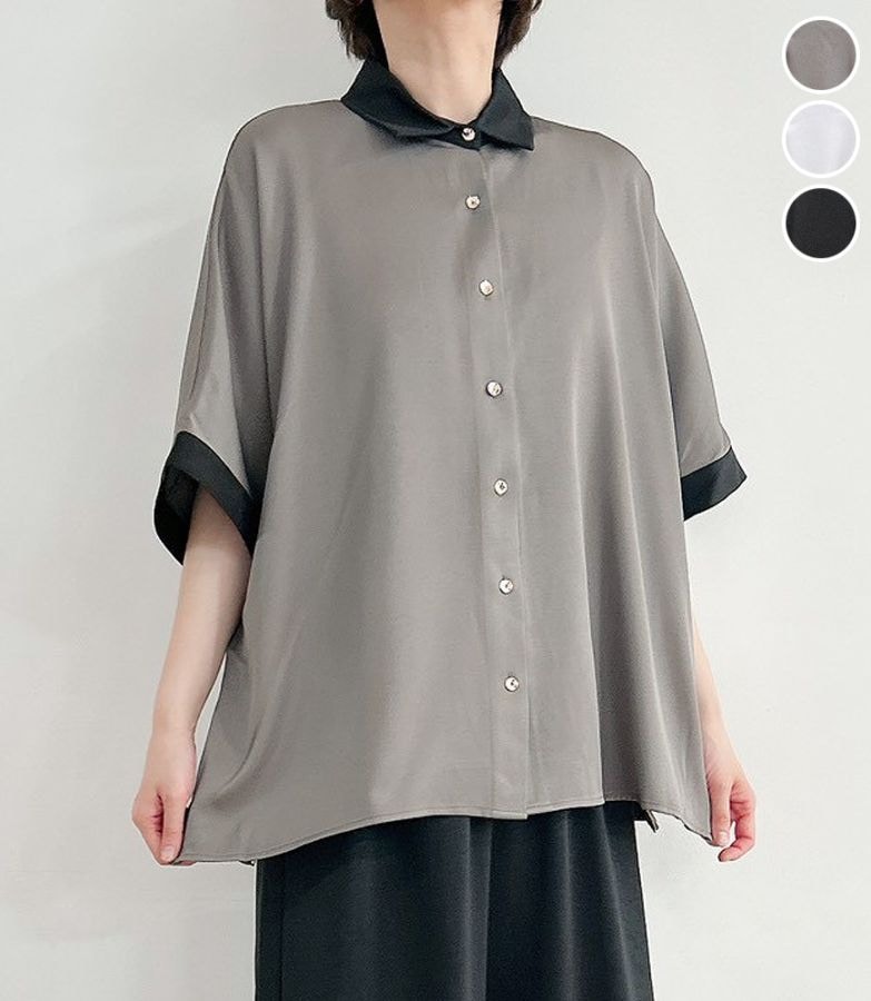 配色サイドジップシャツ