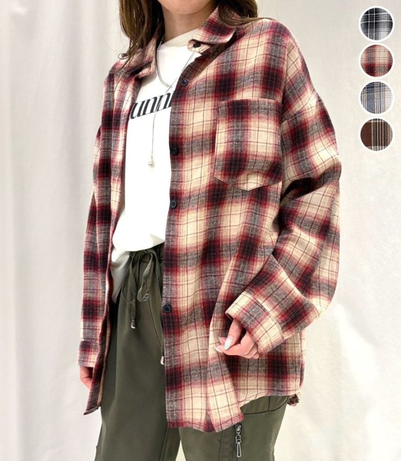 オーバーサイズチェックシャツ
