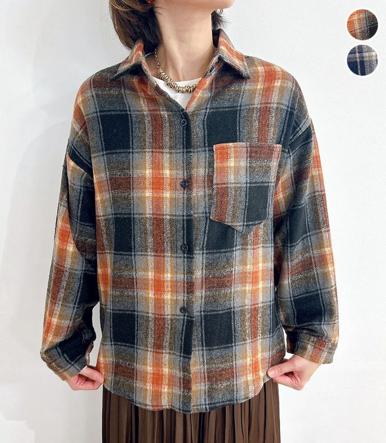 起毛チェックネルシャツ