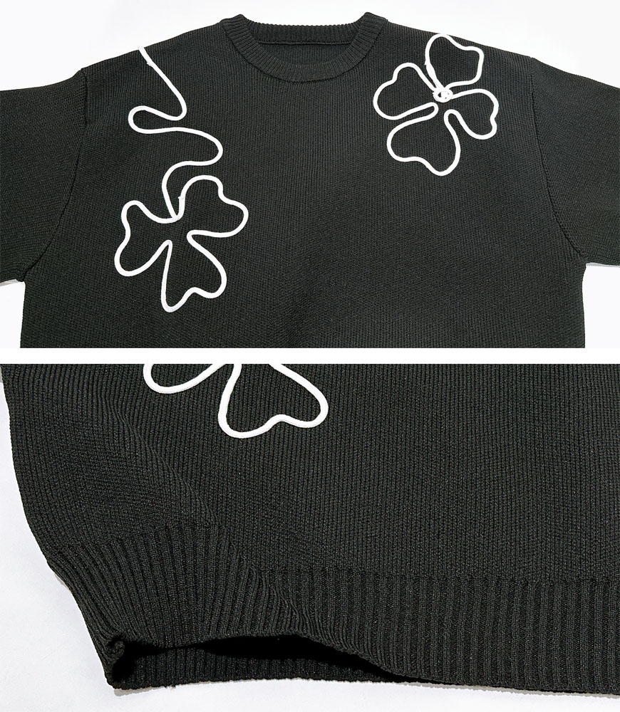 ライン刺繍ニットプルオーバー