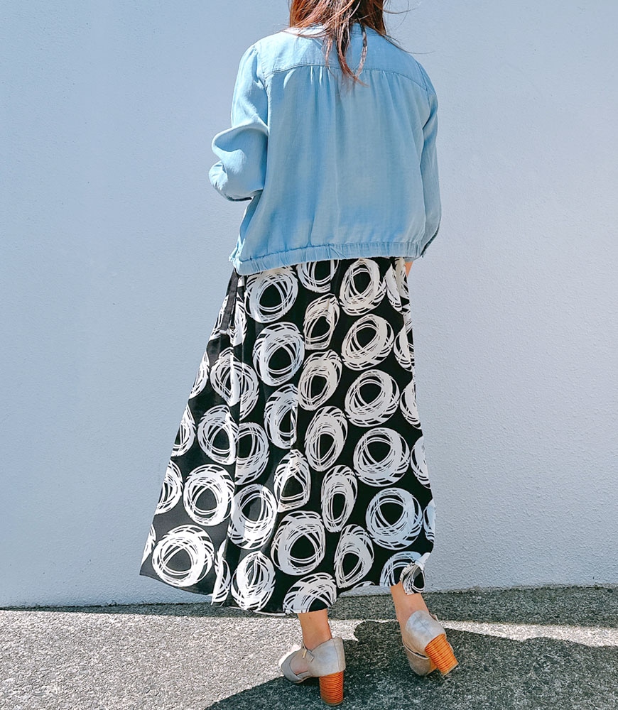 ノーカラーライトデニムブルゾン