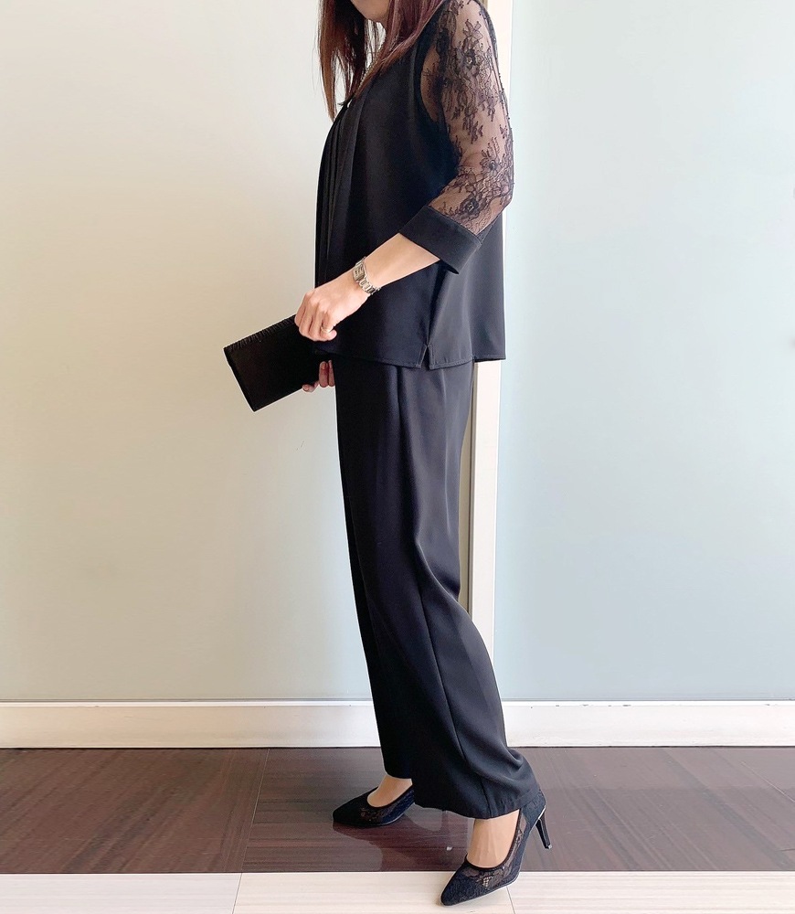 フロントプリーツブラウス+パンツ【2点SET】