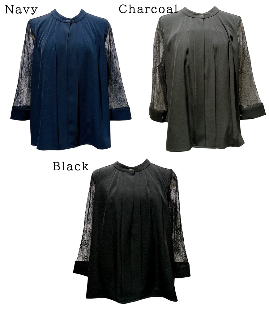 フロントプリーツブラウス+パンツ【2点SET】