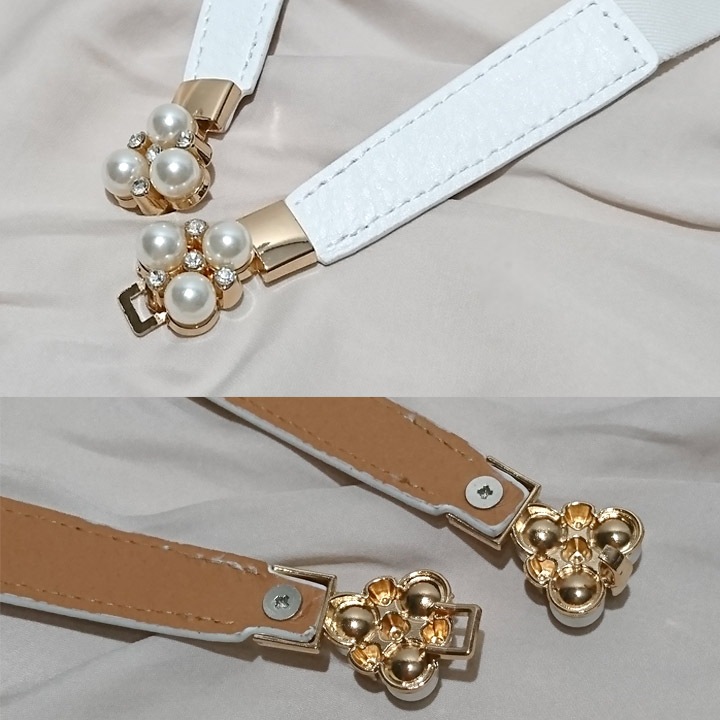 パールモチーフ細ゴムベルト