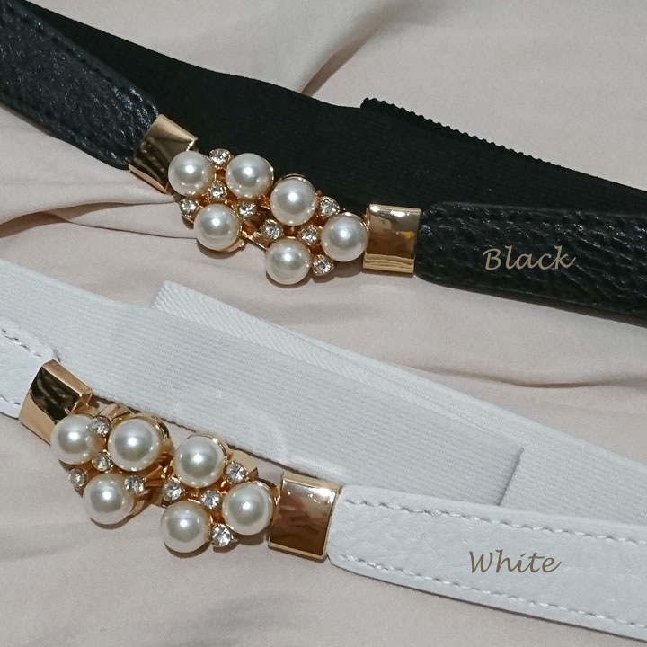 パールモチーフ細ゴムベルト
