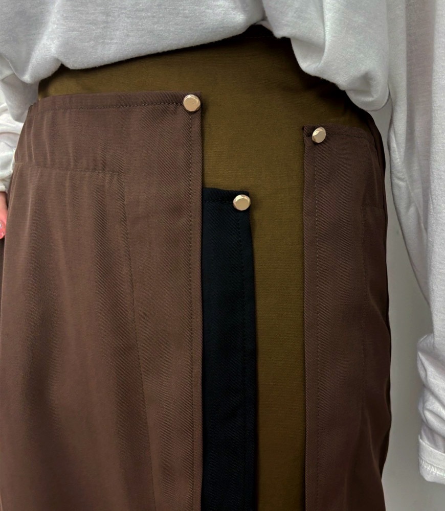 異素材切替配色タイトスカート