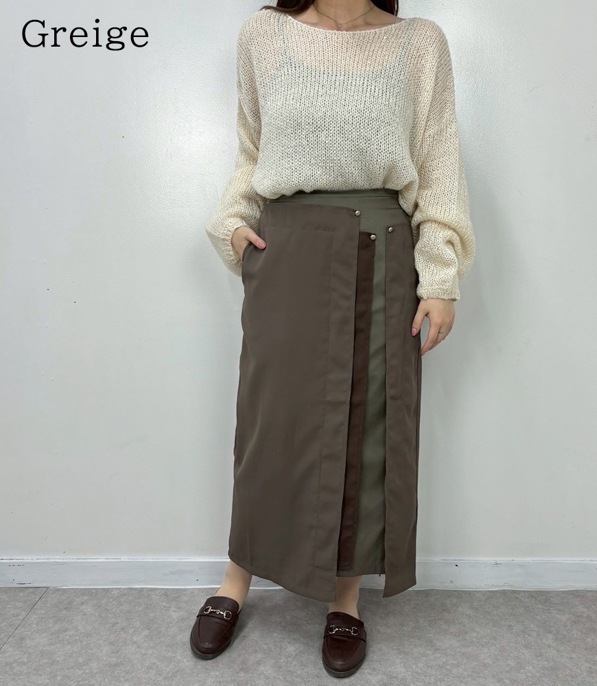 異素材切替配色タイトスカート