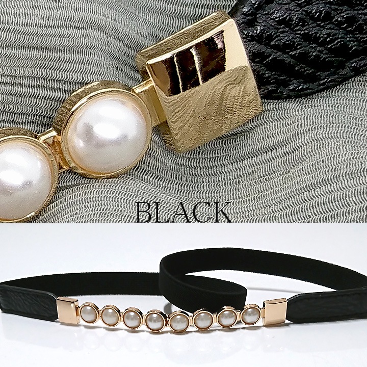 パールバックル細ゴムベルト